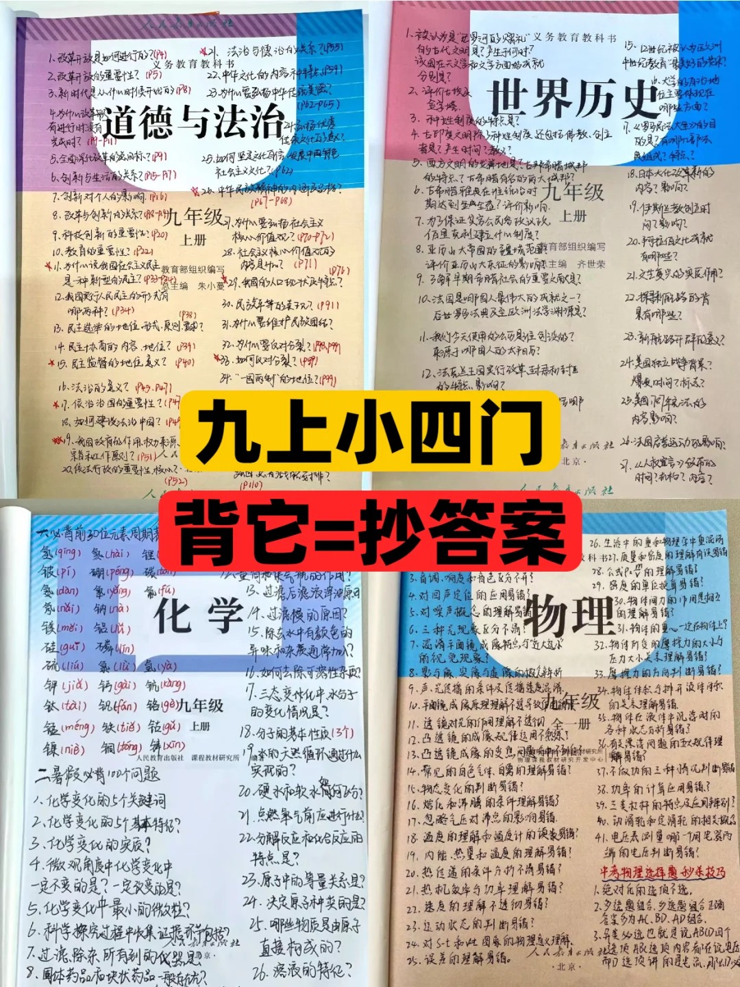 九上小四门重点知识速记索引❗️背完直接逆袭
